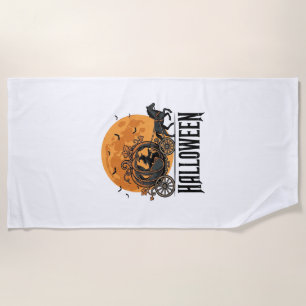Serviette De Plage Citrouille de Halloween vintage Chariot Sorcière D