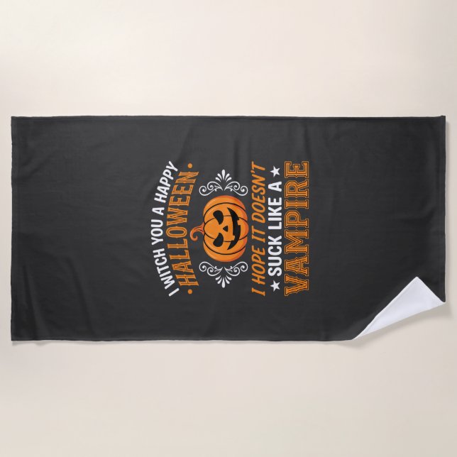 Serviette De Plage Citrouille de vampire drôle d'Halloween (Devant)