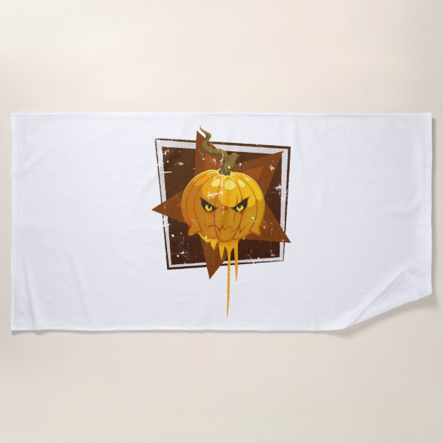 Serviette De Plage Citrouille d'Halloween (Devant)