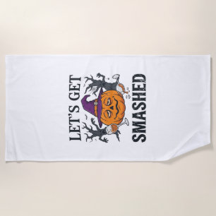 Serviette De Plage Citrouille d'Halloween Chapeau de Sorcière Verres 
