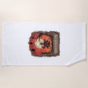 Serviette De Plage Citrouille d'Halloween Épouvantail Sorcières Plein