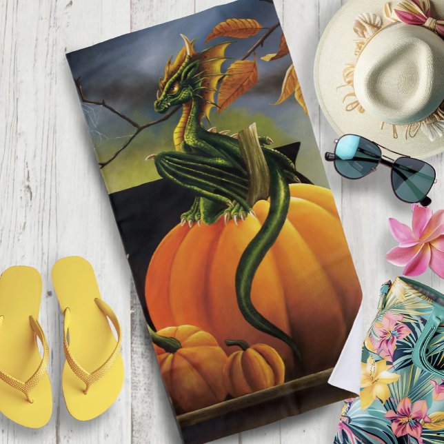 Serviette De Plage Citrouille Dragon Cauldron Halloween (Créateur téléchargé)