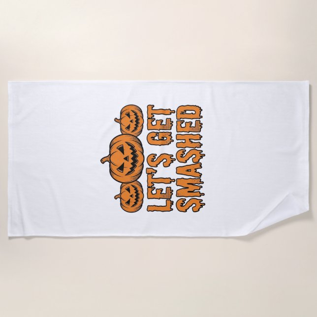 Serviette De Plage Citrouille drôle d'Halloween qu'on va éclater (Devant)