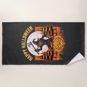 Serviette De Plage Citrouille effrayante de la fête d'Halloween Vecto