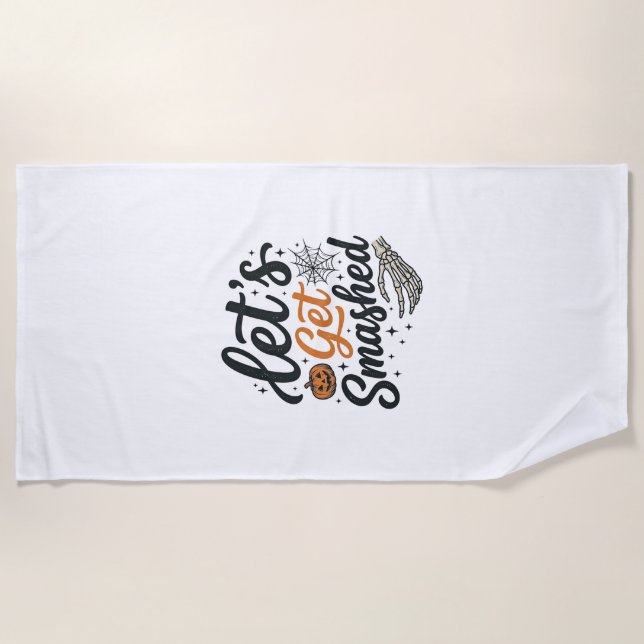 Serviette De Plage Citrouille Halloween Défonçons-Nous (Devant)