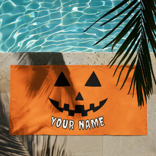 Serviette De Plage Citrouille Halloween Orange Personnalisée Votre No