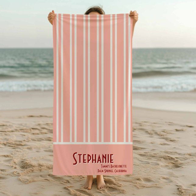 Serviette De Plage City Chic Boho rose rayé (Créateur téléchargé)