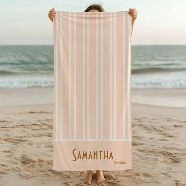 Serviette De Plage City Chic Pale Orange Bachelorette rayée (City Chic Beach Towel)