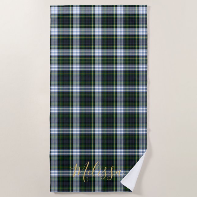 Serviette De Plage Clan personnalisé Gordon Tartan Nom du plan (Devant)