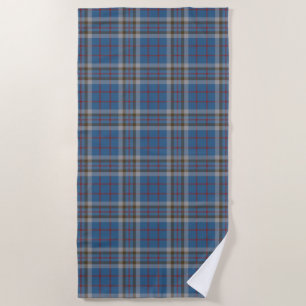 Serviette De Plage Clan Plaid Thompson gris bleu Check Tartan