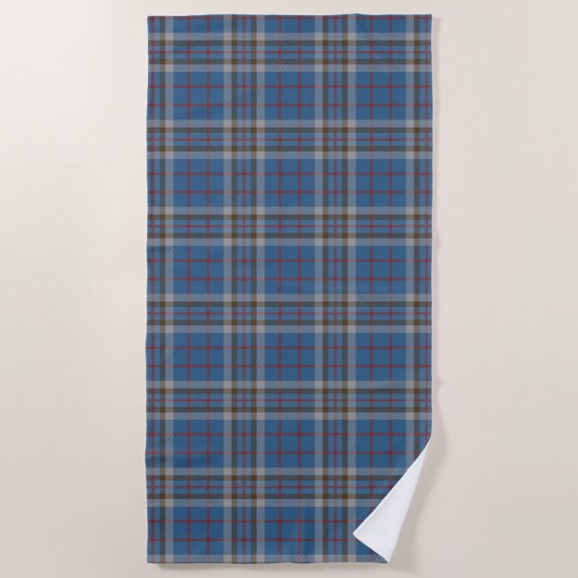 Serviette De Plage Clan Plaid Thompson gris bleu Check Tartan (Devant)