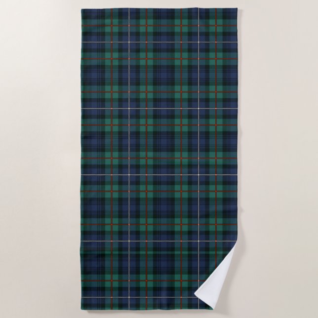 Serviette De Plage Clan Tartan Plaid Robertson Green Purple Check (Devant)