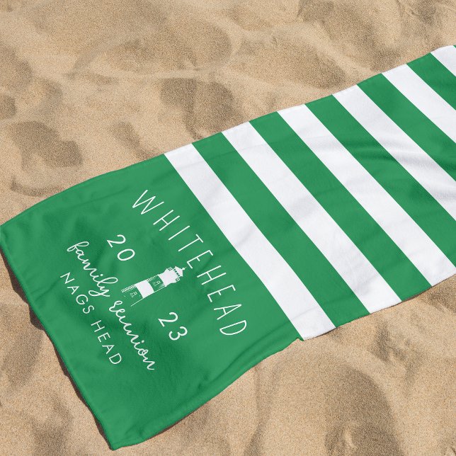 Serviette De Plage Clapet de phare nautique Kelly Monogramme vert (Créateur téléchargé)