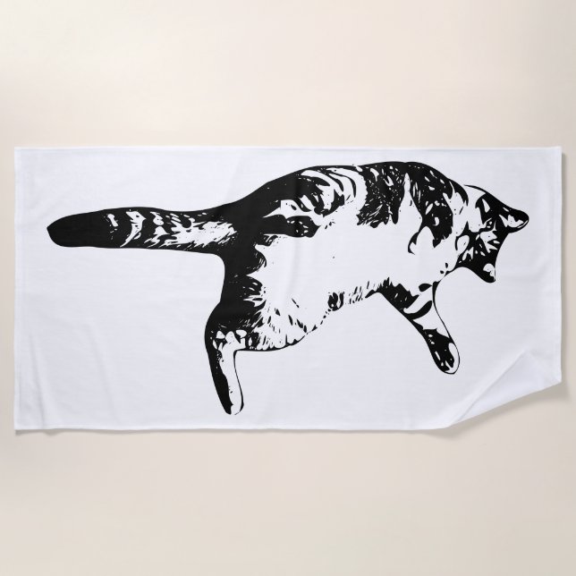 Serviette De Plage Clarité de tabby monochrome (Devant)