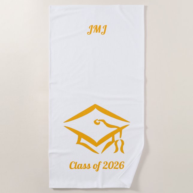Serviette De Plage Classe de 20 ? ? WHTGLD Nom de l'année personnalis (Devant)