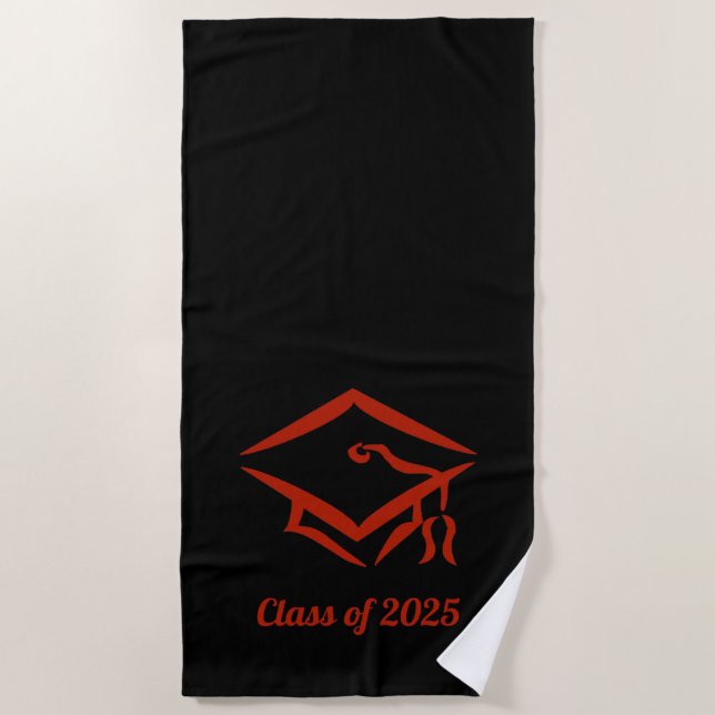 Serviette De Plage Classe de graduation de 2025 BLKBRD Custom Année N (Devant)