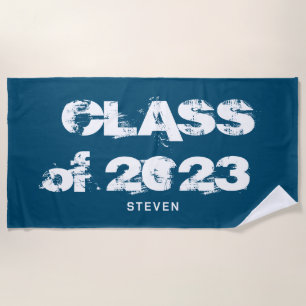 Serviette De Plage Classe d'études Type de grunge Monogramme bleu