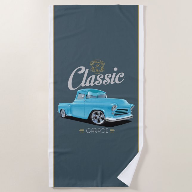 Serviette De Plage Classic 1955 Camion Garage (Devant)