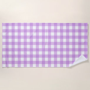Serviette De Plage Classic En vichy Vérifier Plaid Motif Lilac