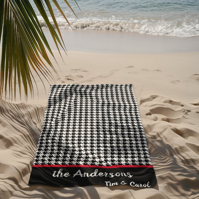 Serviette De Plage Classic Grand Houndstooth Motif Pool Beach Towne (Créateur téléchargé)