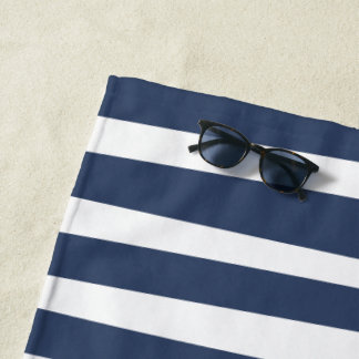 Serviette De Plage Classic Navy Blue Stripes | Timeless Nautical 