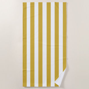 Serviette De Plage Classic Vertical Gold Yellow Blancs rayés