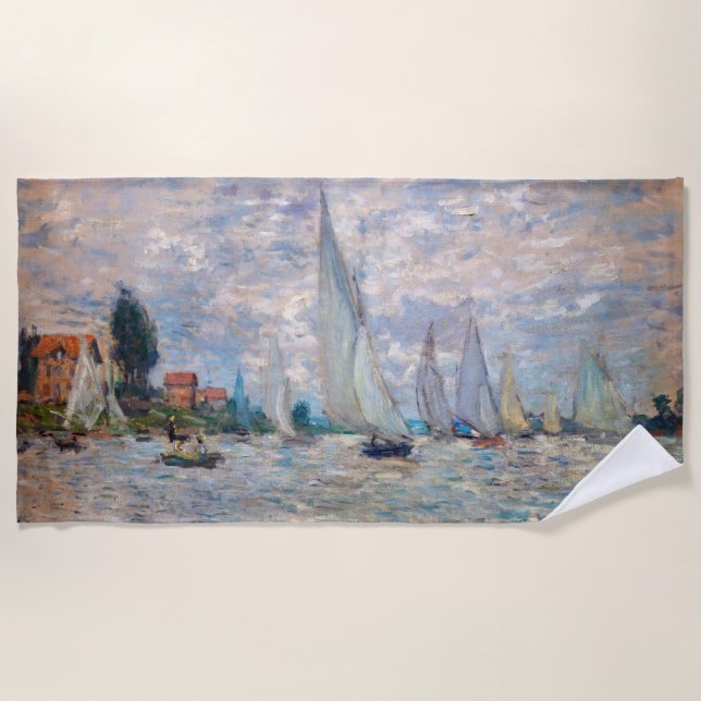 Serviette De Plage Claude Monet - Bateaux Regatta à Argenteuil (Devant)