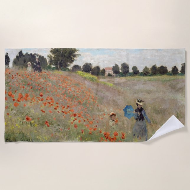 Serviette De Plage Claude Monet - Champ de coquelicots (Devant)