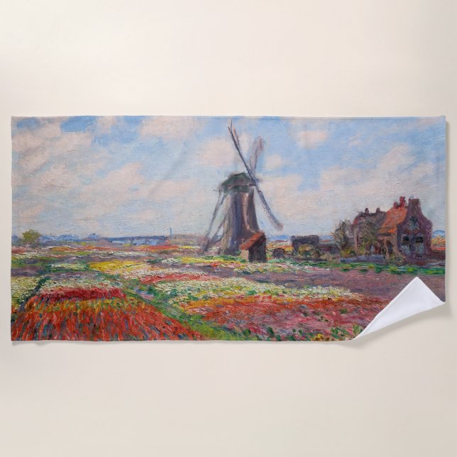 Serviette De Plage Claude Monet - Champ de Tulipes en Hollande (Devant)
