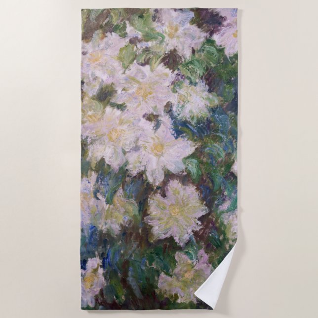 Serviette De Plage Claude Monet - Clematis blanc (Devant)