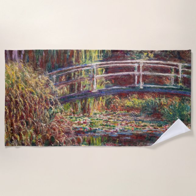 Serviette De Plage Claude Monet - Eau Lily étang, Harmonie rose (Devant)