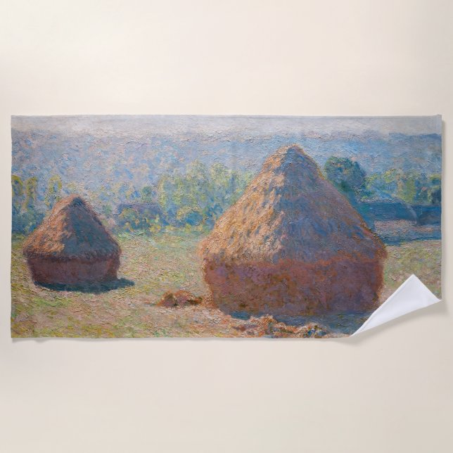 Serviette De Plage Claude Monet - Haystacks, fin de l'été (Devant)