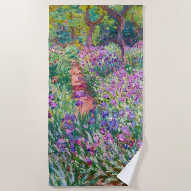 Serviette De Plage Claude Monet - Le jardin d'Iris à Giverny (Devant)