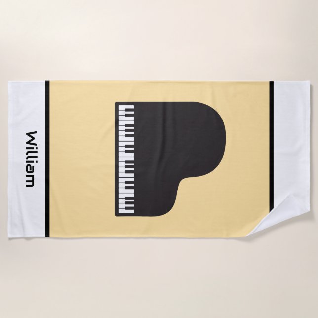 Serviette De Plage Clavier de piano Musicien personnalisé (Devant)
