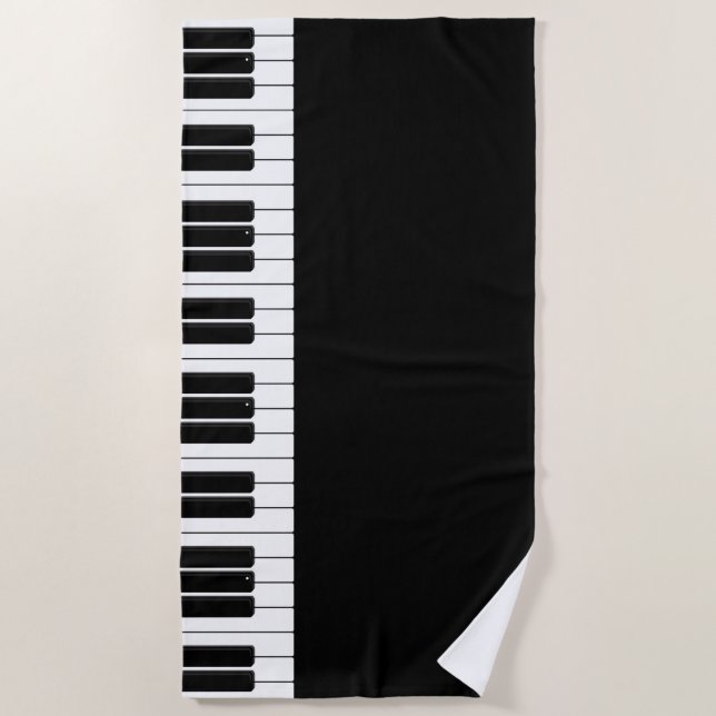 Serviette De Plage Clavier de piano noir et blanc (Devant)