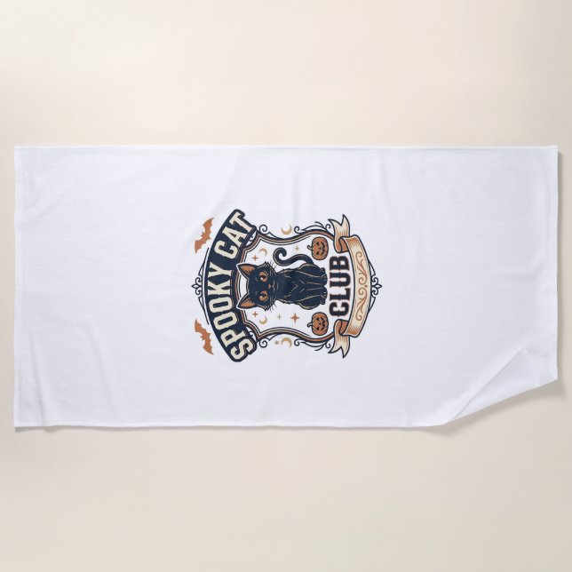 Serviette De Plage Club Chat Effrayant Chat Halloween Chat Effrayant  (Devant)