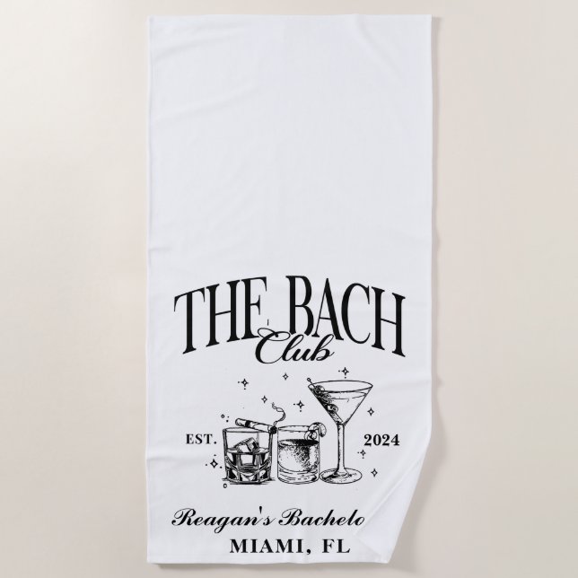 Serviette De Plage Club de Bach personnalisé Enterrement de vie de je (Devant)