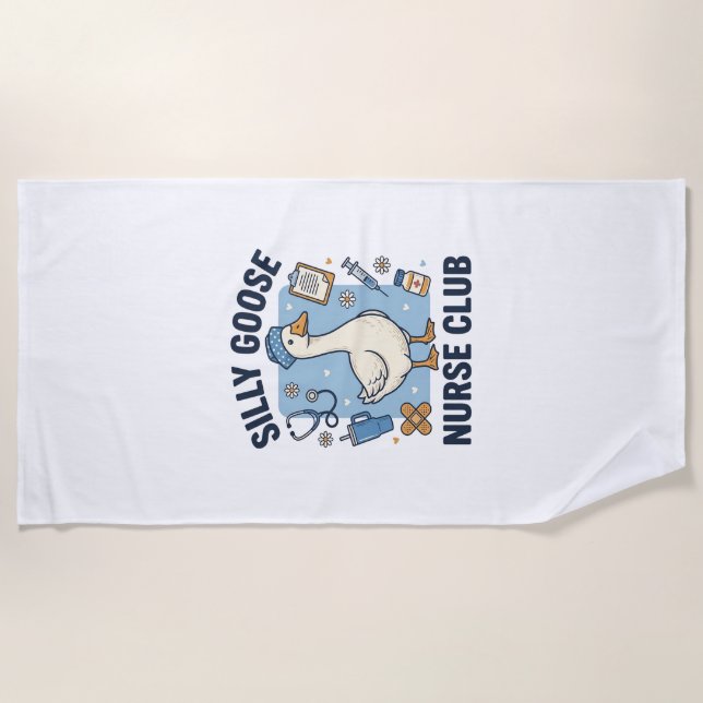 Serviette De Plage Club de l'infirmière oie idiote Création vectoriel (Devant)