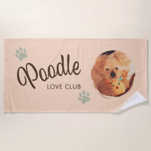 Serviette De Plage Club de photo d'amour de caniche personnalisé Ca
