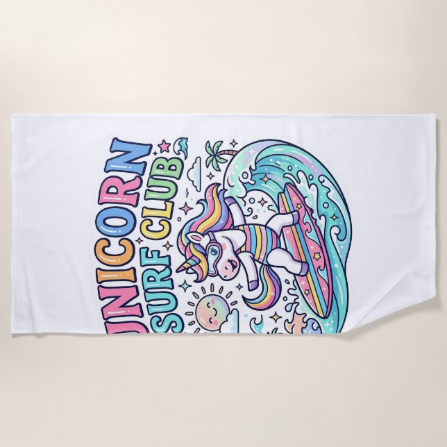 Serviette De Plage Club de surf Licorne (Devant)