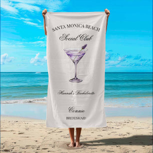 Serviette De Plage Club Social Cocktail Lavande Filles Voyage de Bach