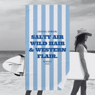 Serviette De Plage Coastal Cowgirl Western Flair Blue Cabana Stripe
