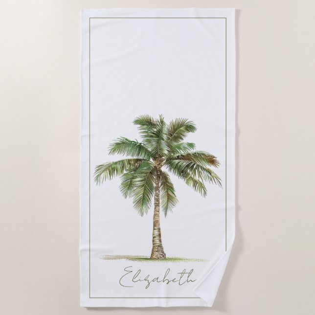 Serviette De Plage Coastal Palm Tree Personalized (Devant)