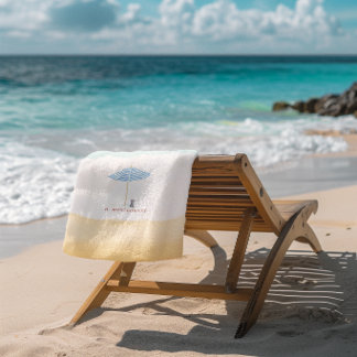 Serviette De Plage Coastal Watercolor Beach Umbrella Dog Towel