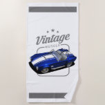 Serviette De Plage Cobra d'Amérique Vintage<br><div class="desc">Il s'agit d'un rendu d'une voiture classique créée avec des craies et des marqueurs avec le arrière - plan numériquement ajouté.</div>