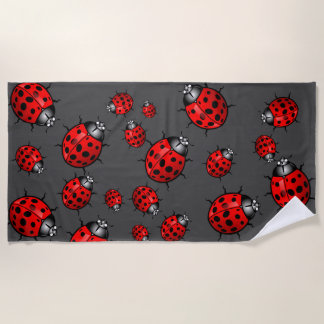 Serviette de plage coccinelles rouge noir