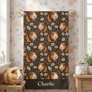 Serviette De Plage Cochon d'Inde floral personnalisé