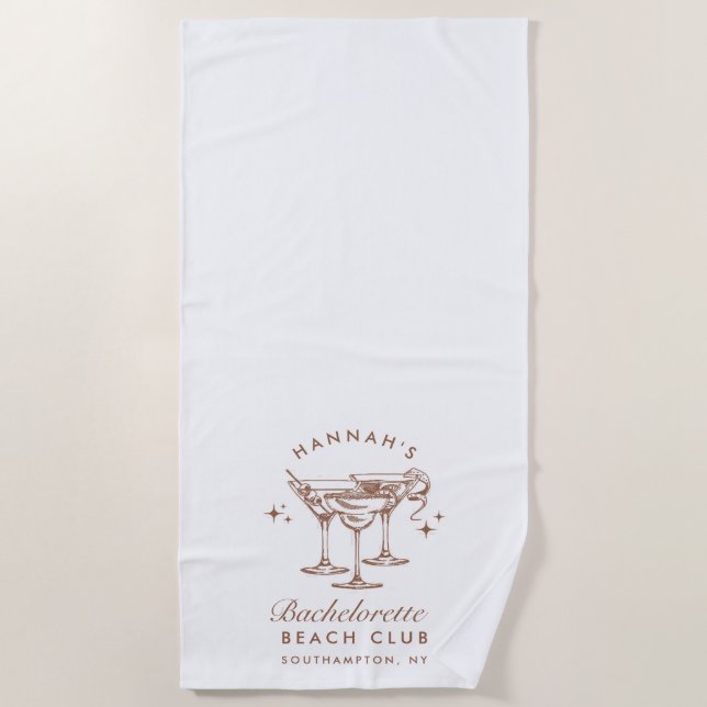 Serviette De Plage Cocktail Brun Rétro de Fiançailles (Devant)