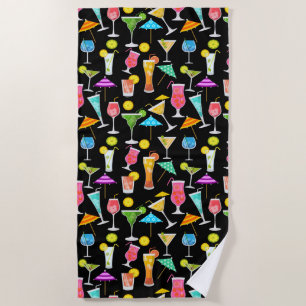 Serviette De Plage Cocktail Happy Hour Fête Motif