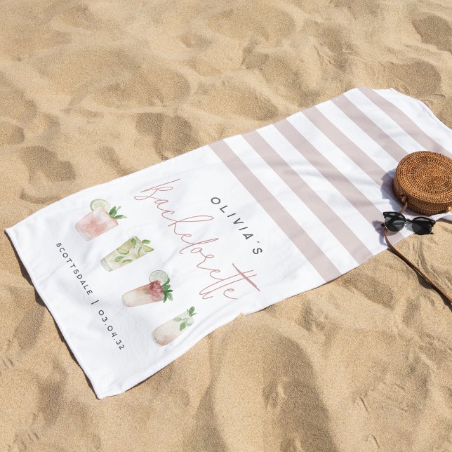 Serviette De Plage Cocktails tropicaux Soirée de Bachelorette personn (Créateur téléchargé)